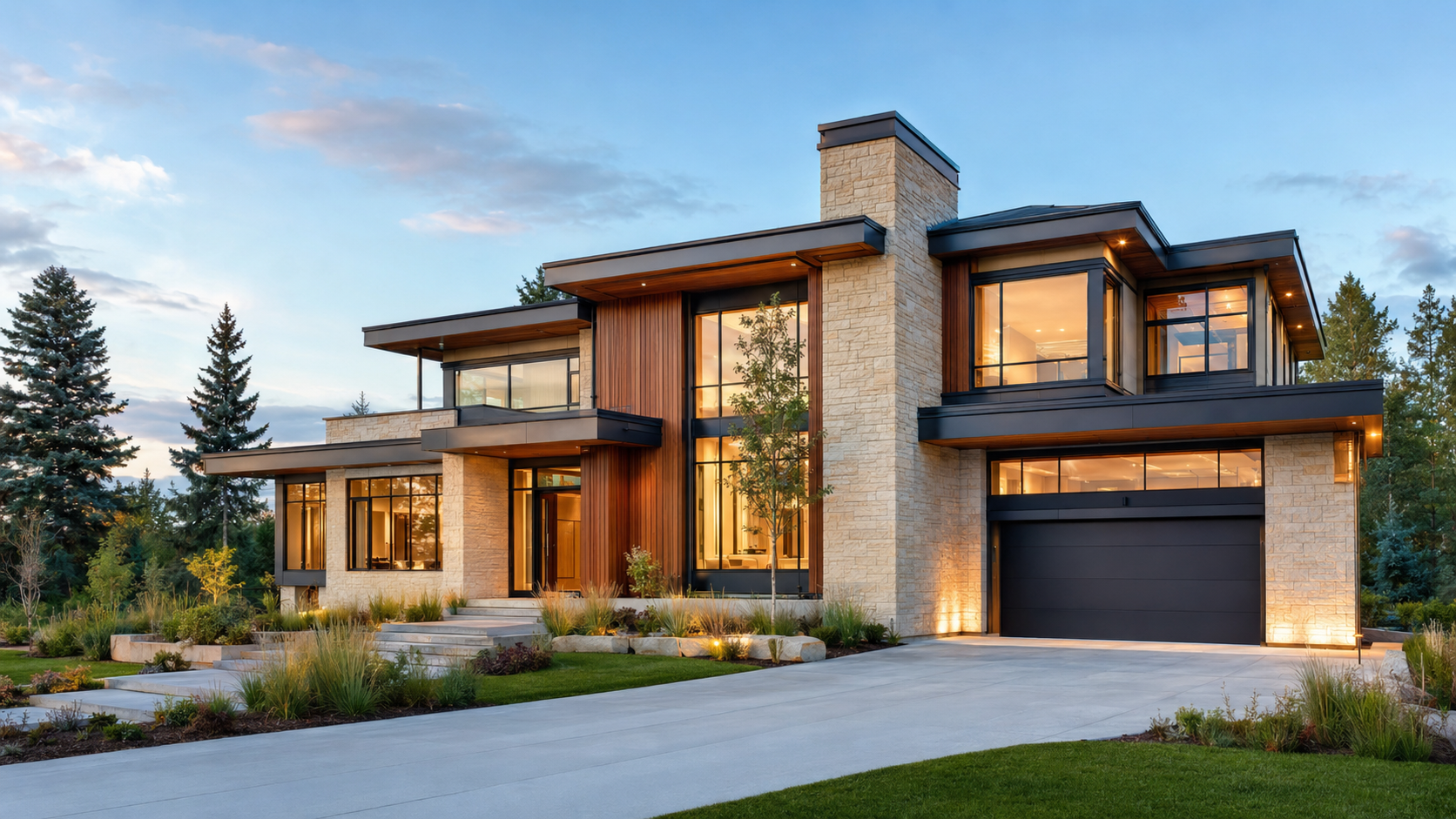 Contemporary luxury home exterior in Alberta
